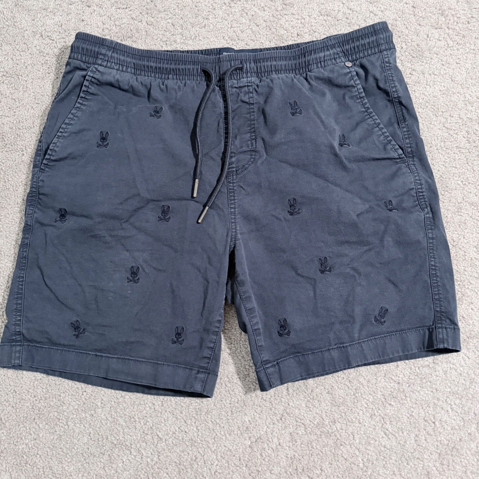 Psycho Bunny Mens M Navy All Over Print Bunny Embroidered Shorts Rare
